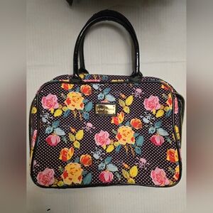 Betsey Johnson Floral Cosmetic Bag with Black Handles
